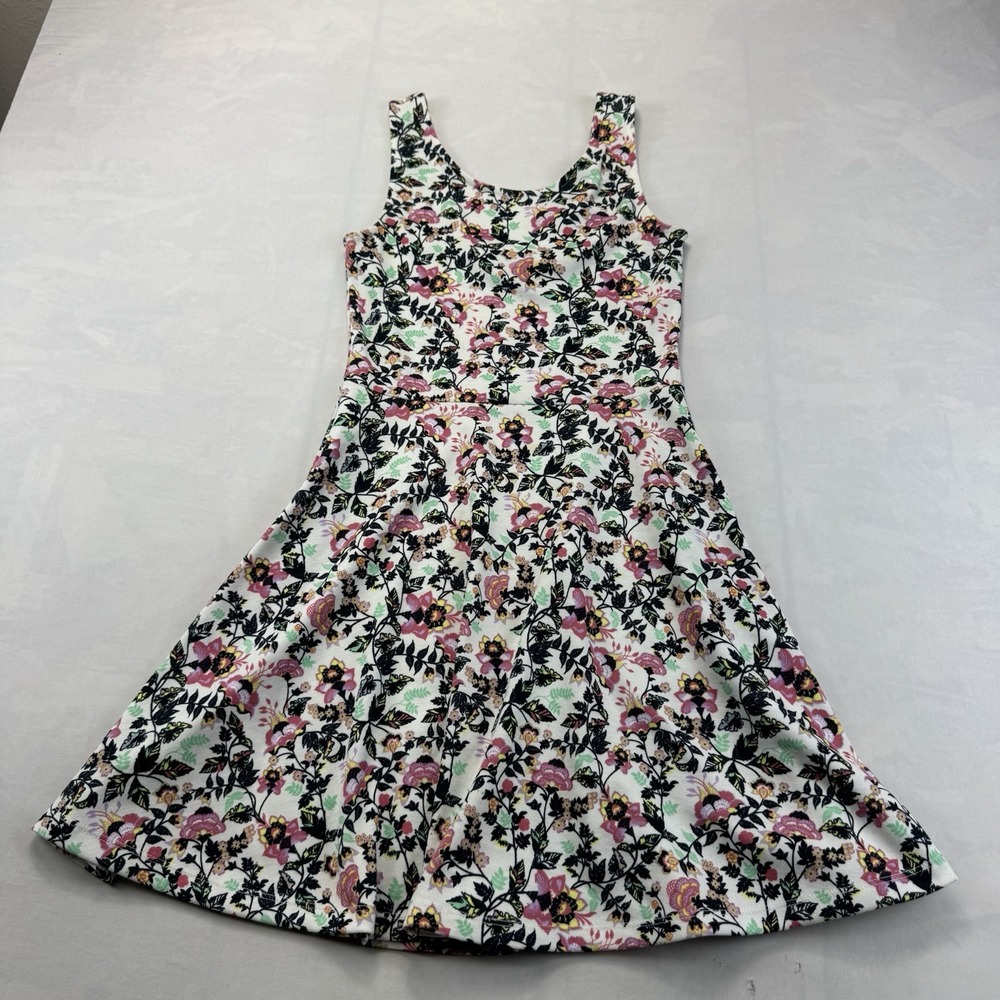 H&M Divided White Floral Fit & Flare Sleeveless Dress Size 6